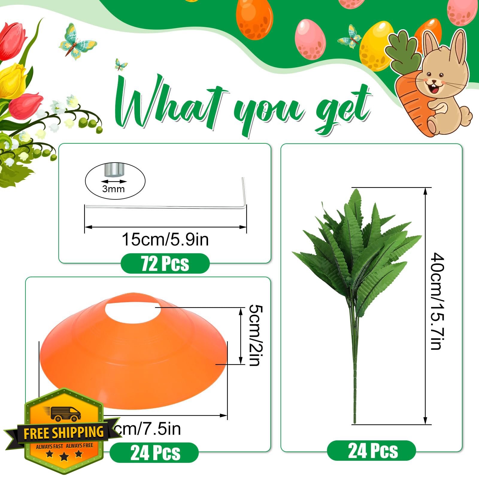 Silipull 24pc Easter Carrot Yard Decorations Garden Stakes