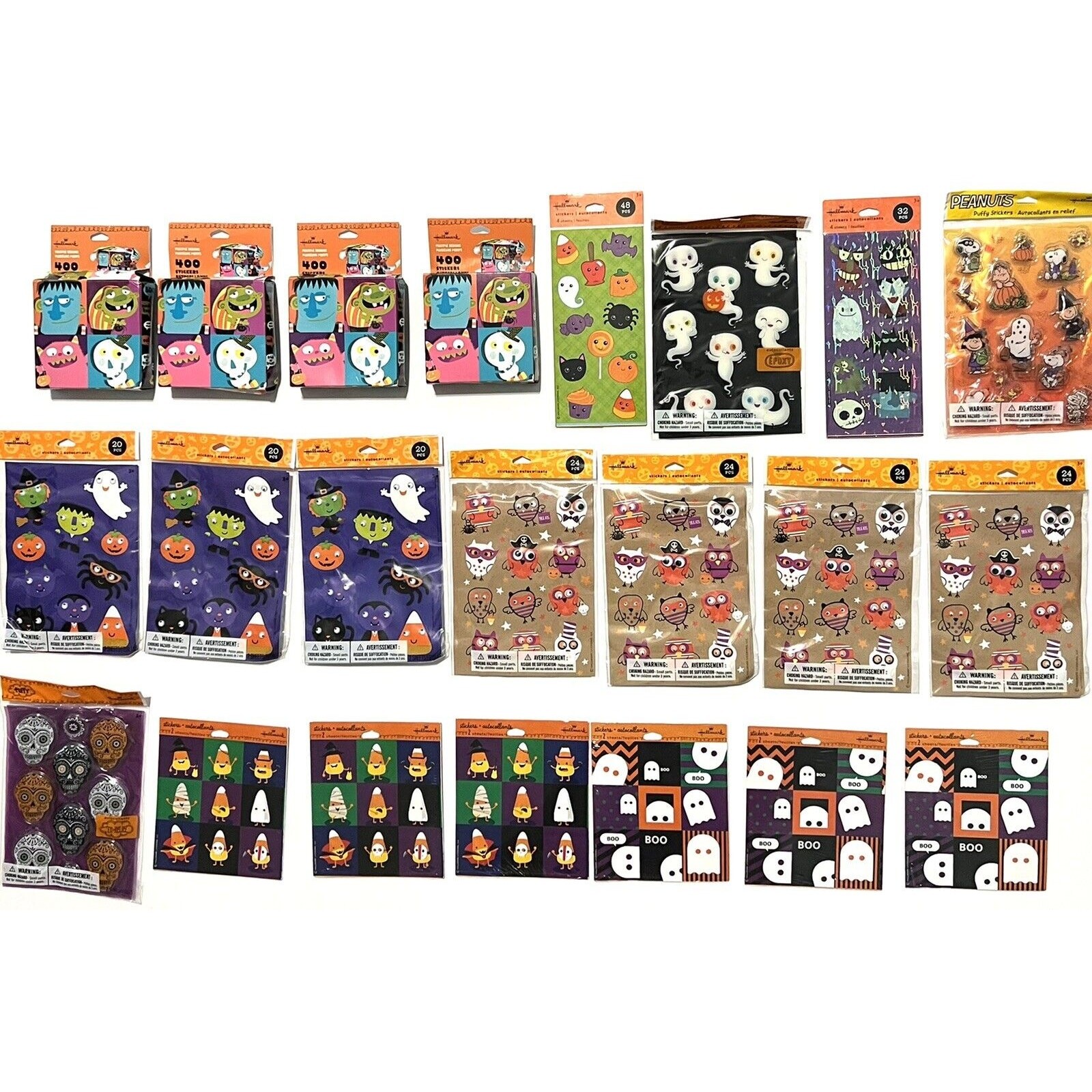 Large Lot Halloween Stickers Hallmark Googly-Eyes, Puffy, 22 Packs ALL NEW PACKS