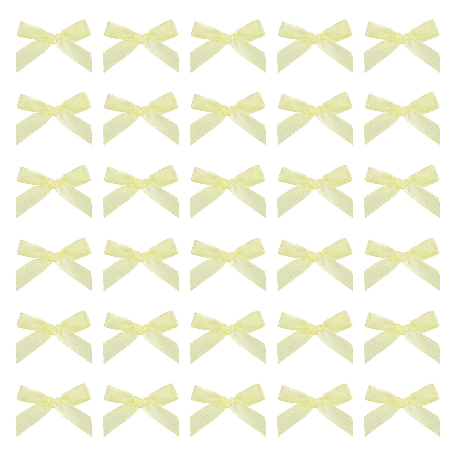 150 Pcs Mini Ribbon Bow 1.8 Inch Mini Fabric Satin Ribbon Light Yellow
