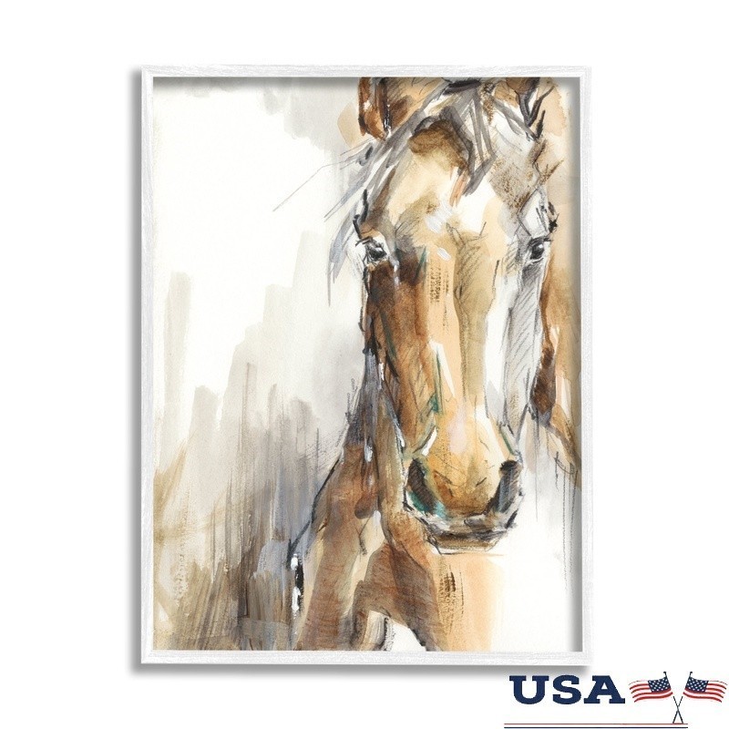 Horse Portrait Watercolor Art Print Framed Wall Decor by Ethan Harper 11x14 New