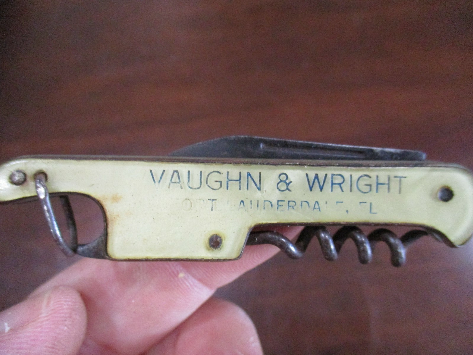 ARTOPAVEL CHICAGO MAKER VAUGHN & WRIGHT FT.LAUDERDALE FL CORKSCREW & POCKETKNIFE