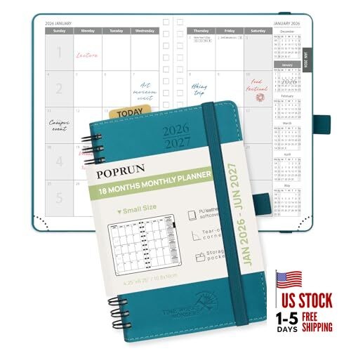  Pocket Pocket-4.25" x 6.25" Pacific Green Monthly Layout & Jan.2026-Jun.2027