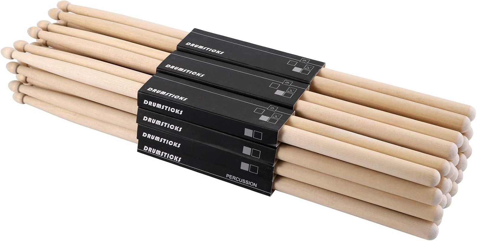 Suwimut 12 Pairs 7A Drum Sticks, Classic Maple Wood Tip Drumsticks for Kids Begi