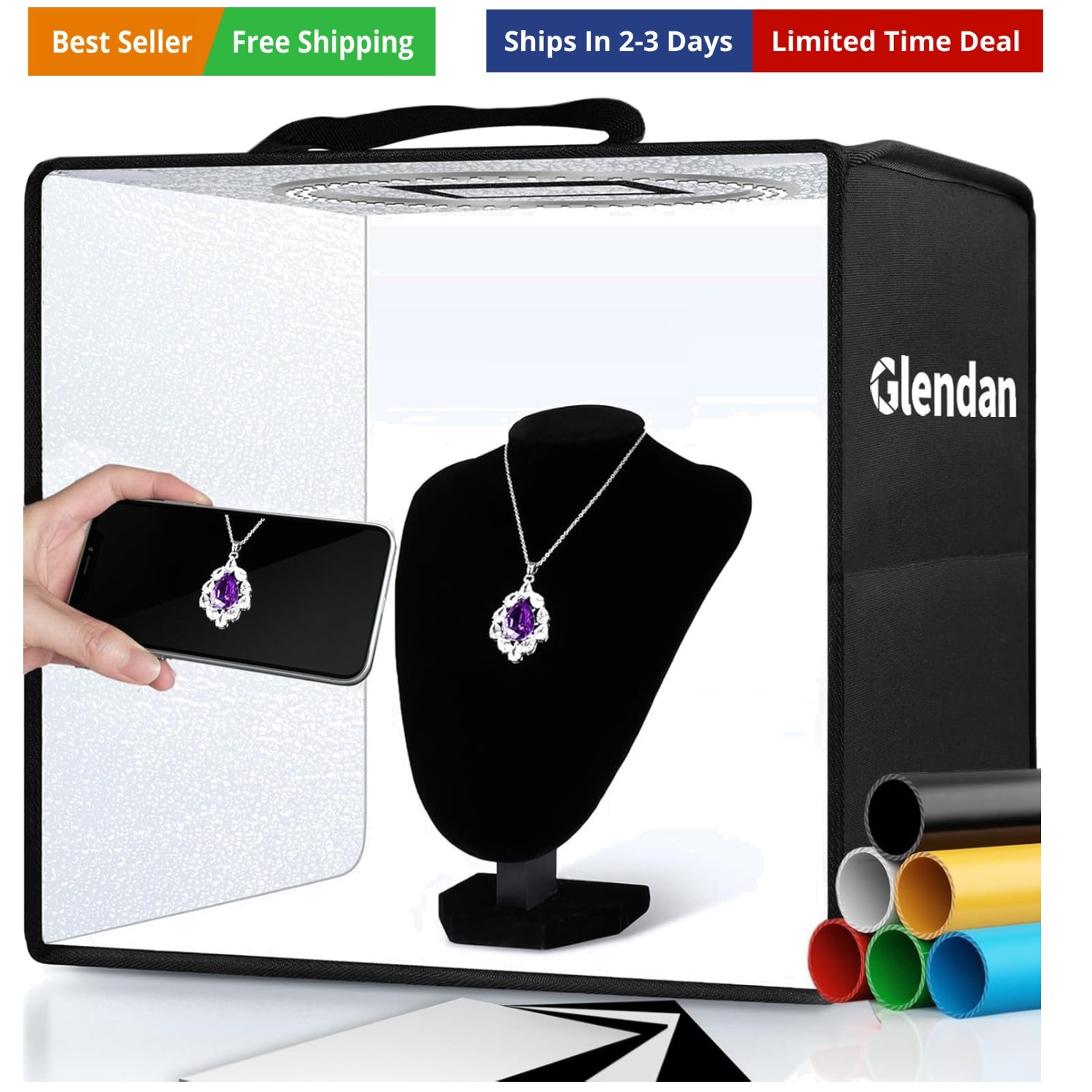 Portable Photo Studio Light Box,12"x12" Professional Dimmable Shooting Tent K...