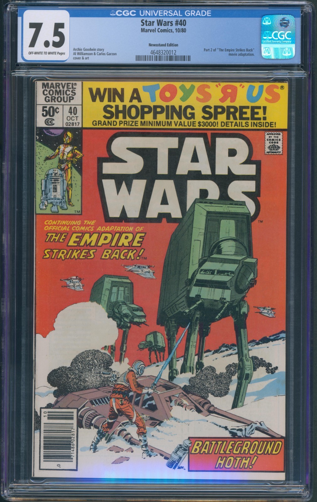 Star Wars #40 CGC 7.5 (1980) – Newsstand - Part 2 The Empire Strikes Back