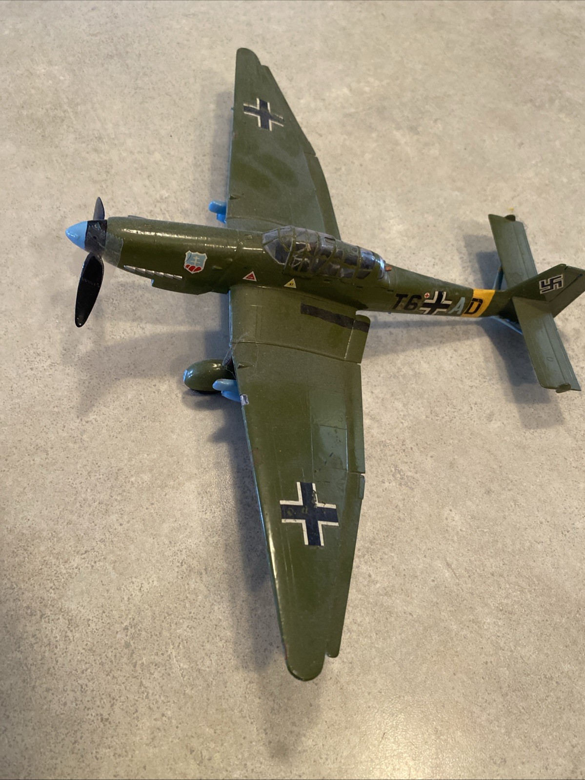 Dinky Toys Junkers Ju87B Stuka Bomber, 1969-80 Original Model 721 With Bomb