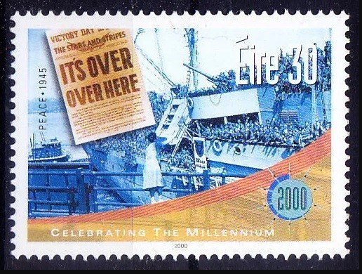 Newspaper, Ship, World War II over, Ireland 2000 MNH, Millennium