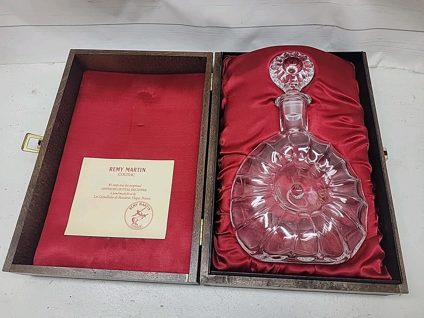 Remy Martin Centaure Baccarat Crystal Empty Cognac Decanter Original Wooden Box
