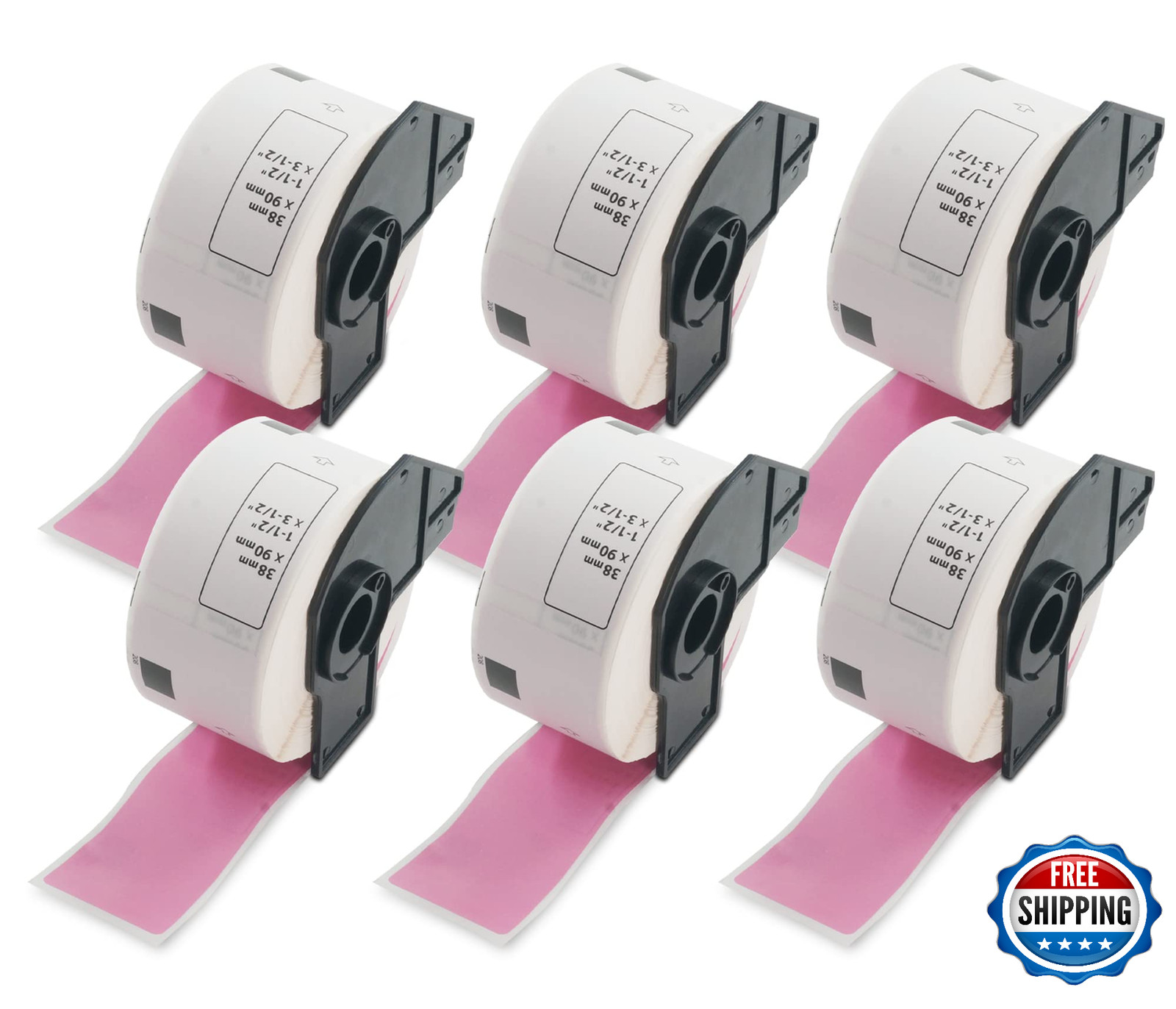 BETCKEY Pink DK-1208 Large Address Labels for Brother QL Printers - 6 Rolls