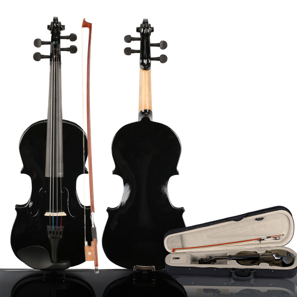 New 3/4 Acoustic Violin Case Bow Rosin Black