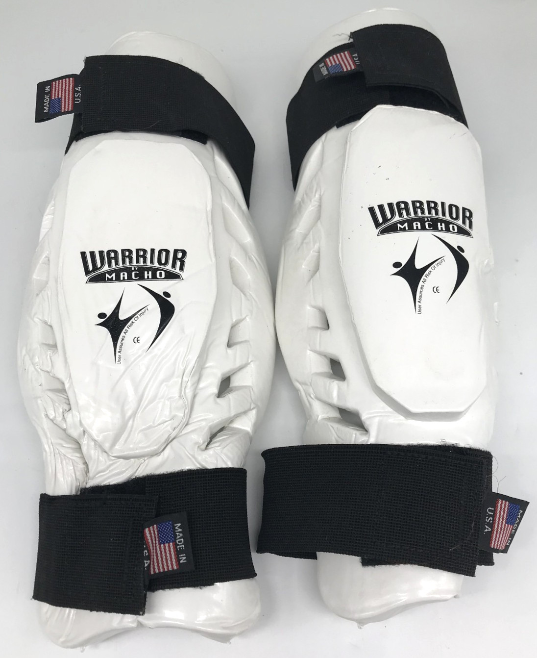 Warrior by Macho Tae Kwon Do Shin Guards White Padded Martial Arts Sparring Gear