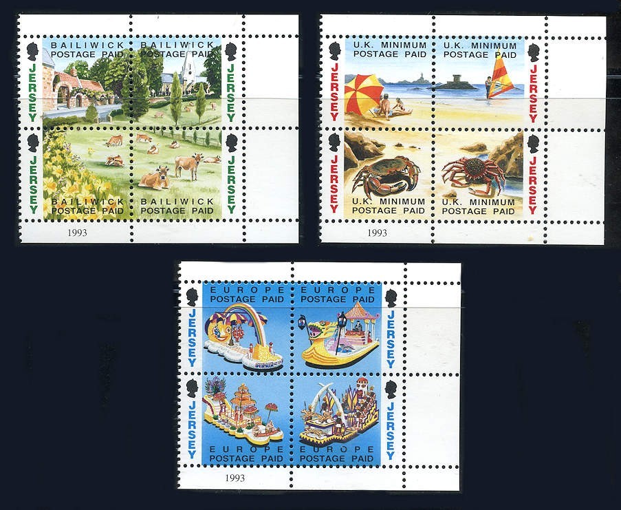 Jersey: 1993 Non-Denominated Issues (614-693) Blocks of Four Mint