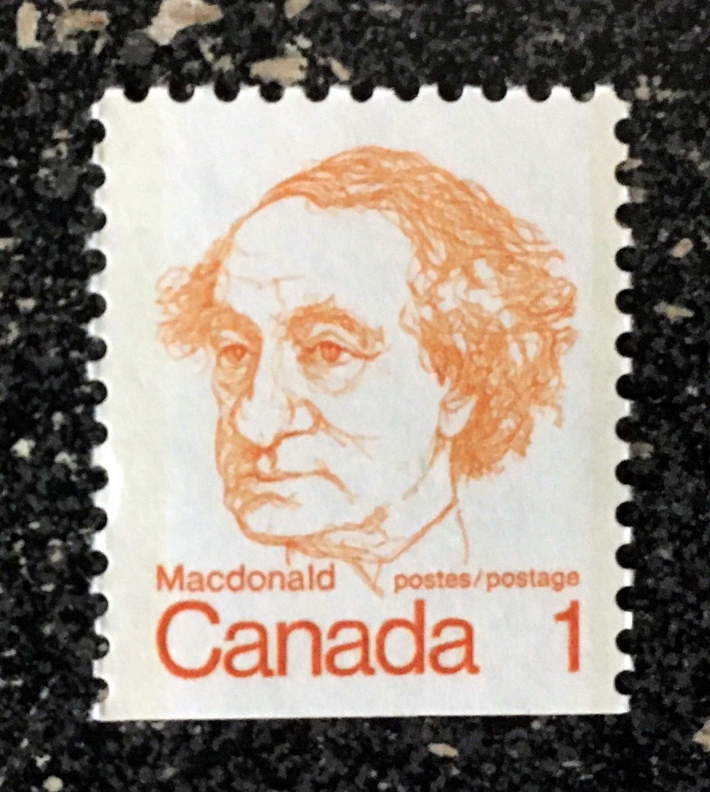 CANADA1974 #586as 1c Sir John MacDonald - Booklet Single From 586c   Mint NH