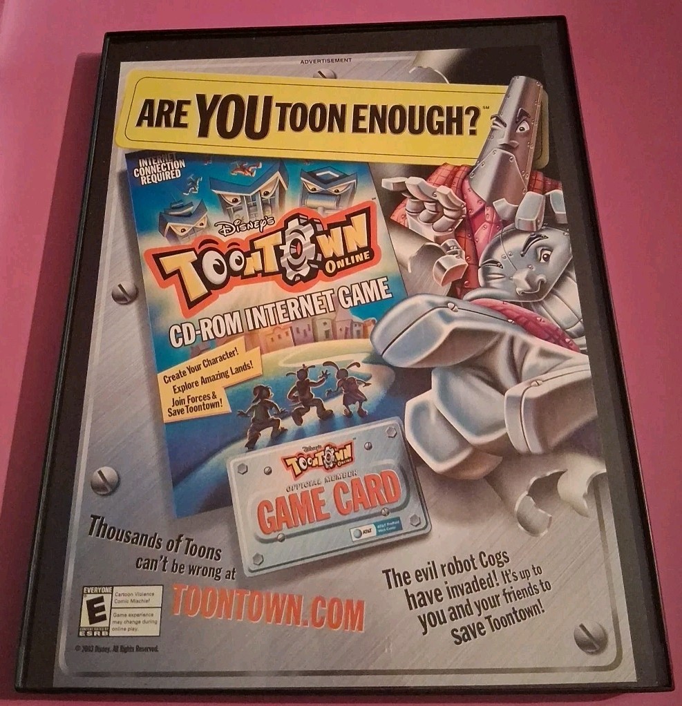 Disney's Toontown CD-Rom Video Game Framed Print Ad 2004 8.5x11