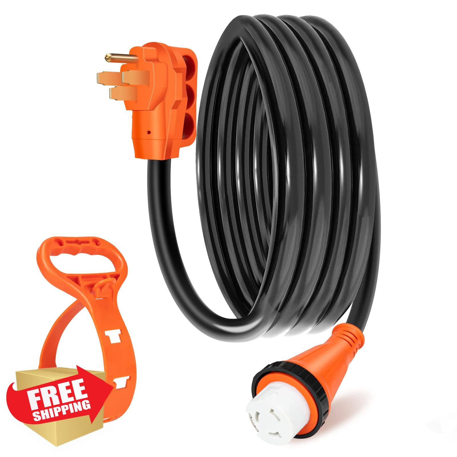WELLUCK 50 Amp 15FT RV Extension Cord, NEMA 14-50P to SS 2-50R, ETL Listed