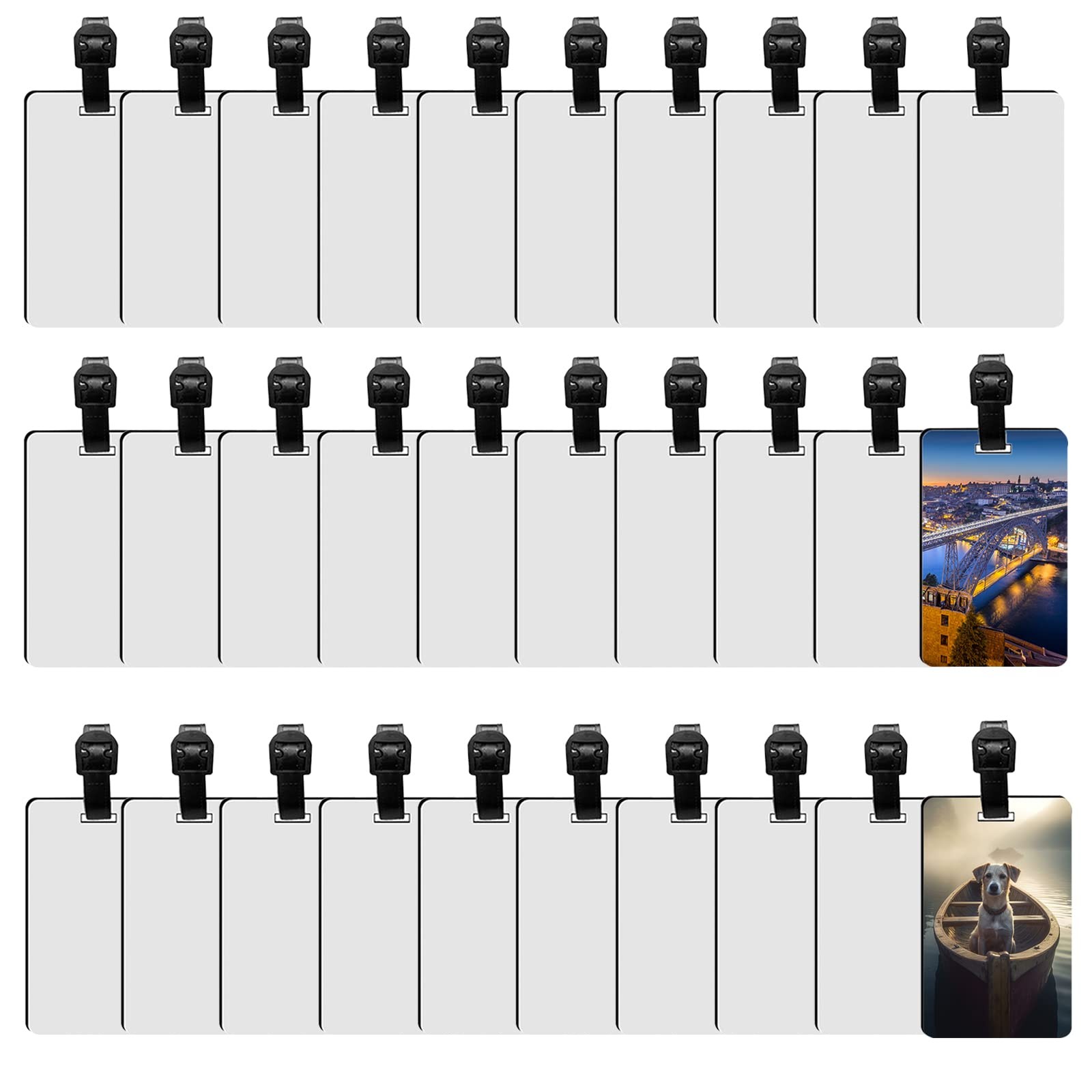 30 pcs Sublimation Luggage tag Blanks White Blank Travel Bag Tags with Strap ...