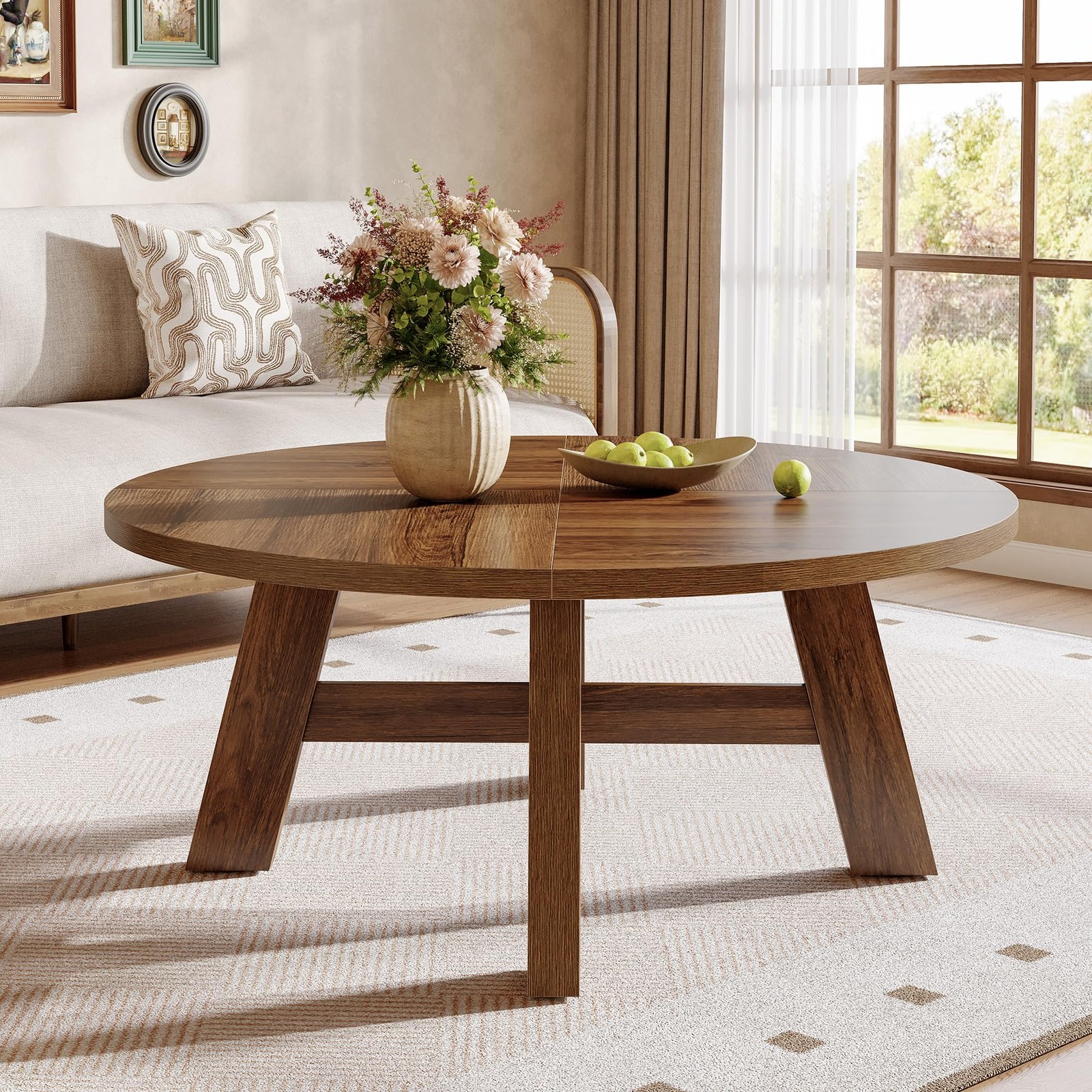 Coffee Tables for Living Room, 39" Large Round Coffee Tables
