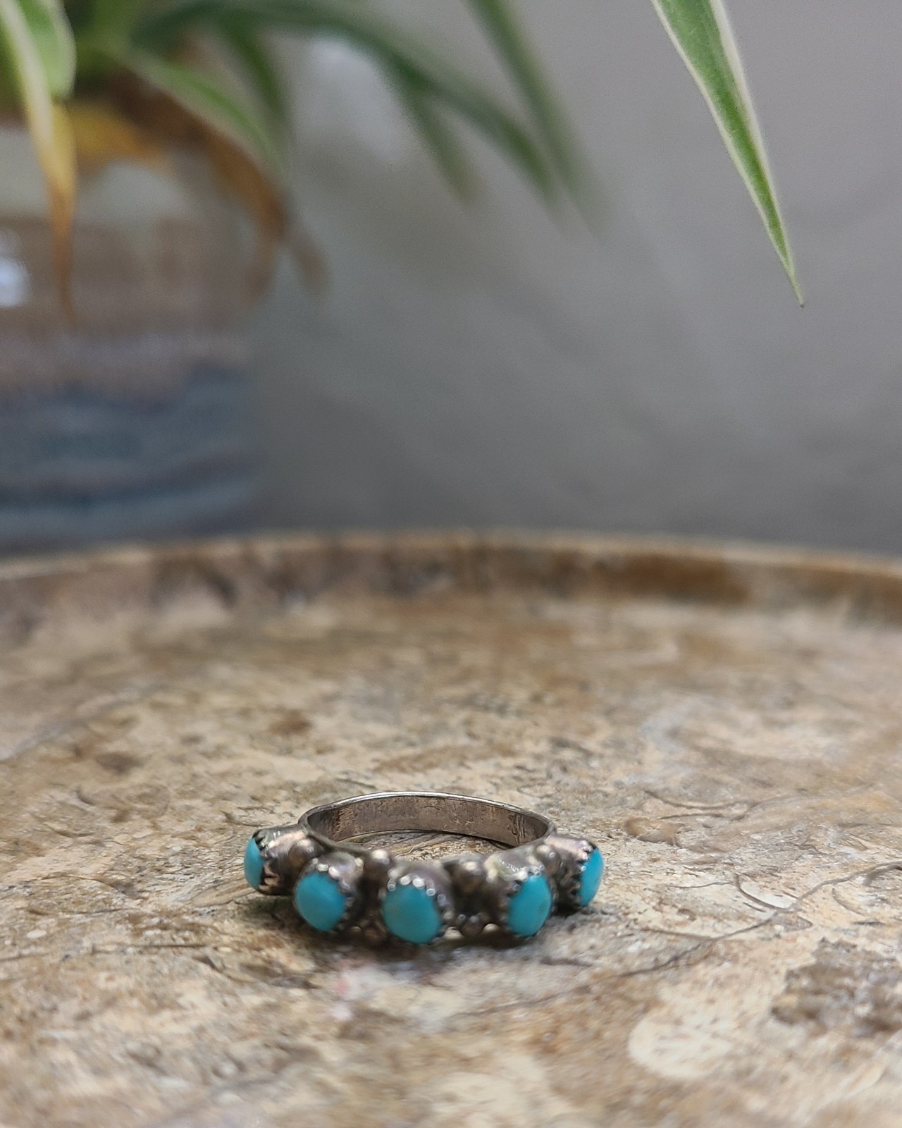 Sterling Silver 925 Turquoise Navajo Zuni Native American Snake Eye Baby Ring