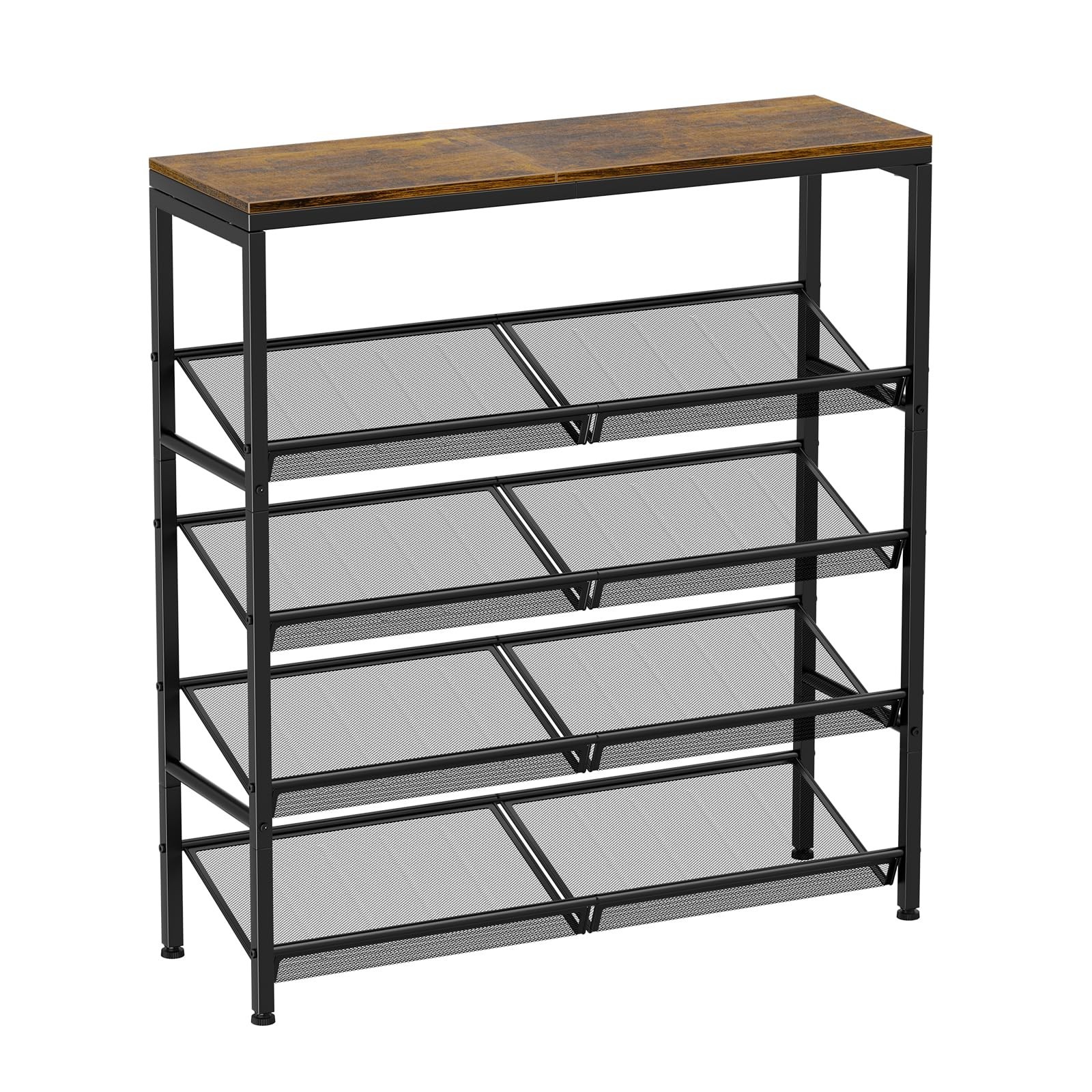 Shoe Rack for Entryway, 5 Tier Shoe Rack Organizer with Storage Shelves and S...