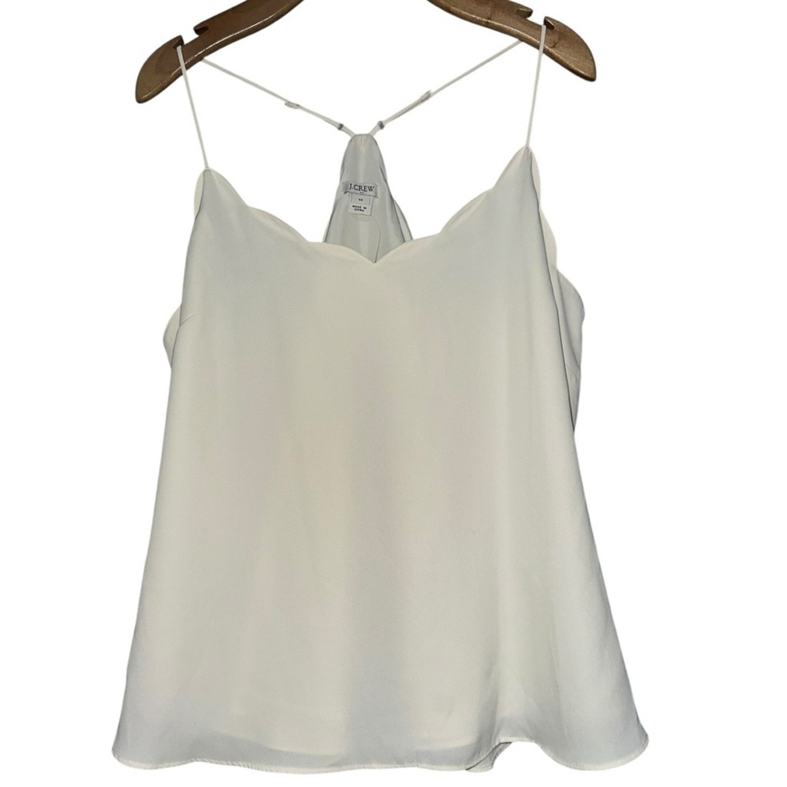 J. Crew Women’s 14 Cream Ivory Spaghetti Strap Scalloped Layering Cami Tank Top