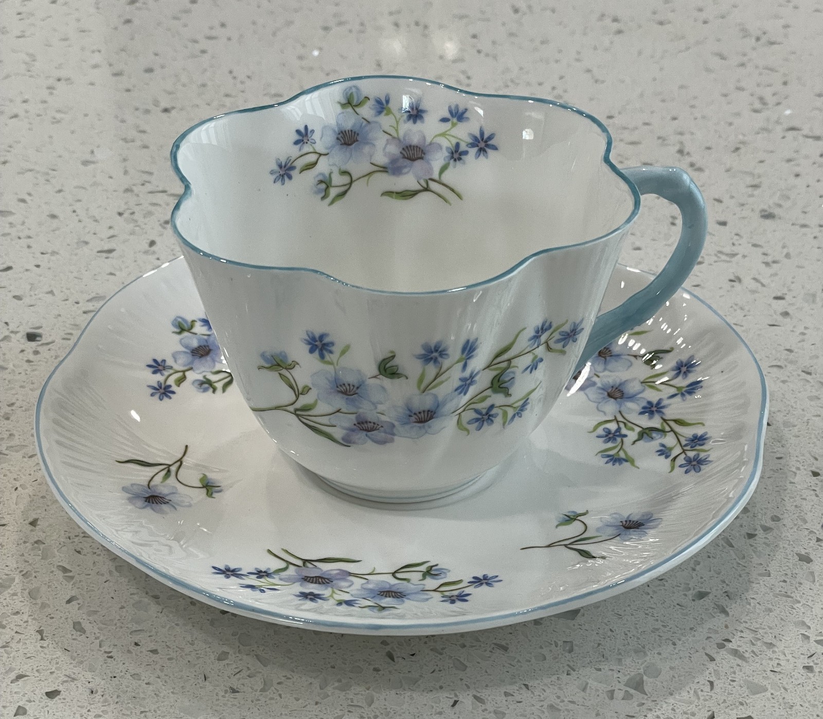 SHELLEY England Cup & Saucer BLUE ROCK 13591 Dainty Shape Vintage 1940s