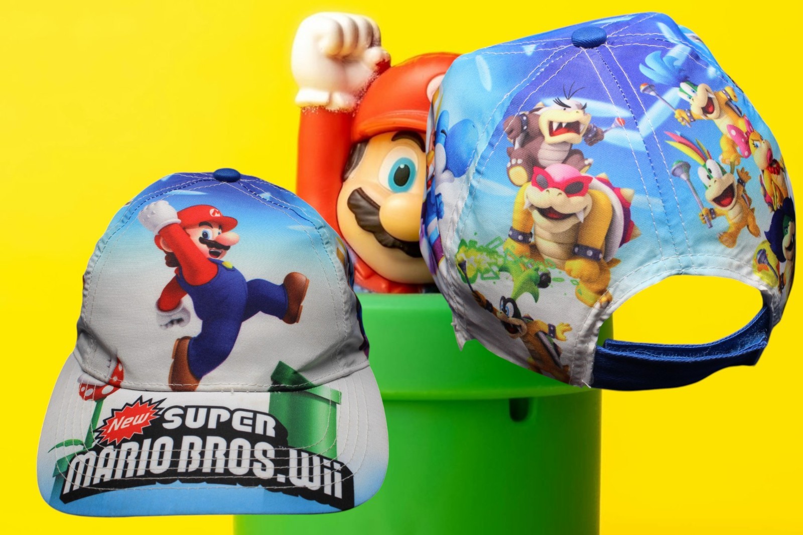 Super Mario Bros Nintendo Wii Promo All Over Print Hat Cap Luigi Yoshi YOUTH