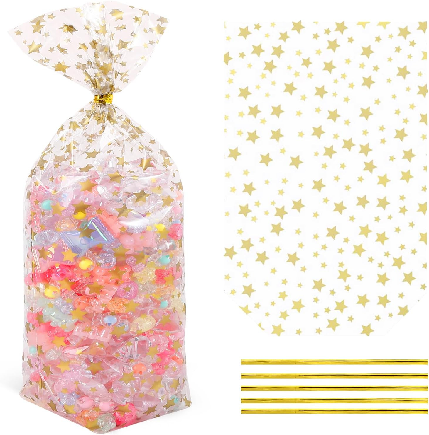 Gold Star Flat Bottom Gusset Cellophane Bags 5X 11 IN 100 PCS Clear Cellophane G