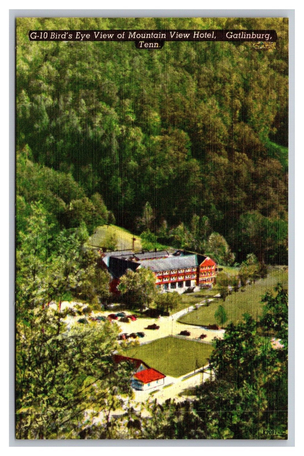 Gatlinburg TN Tennessee Bird's Eye View Mountain View Hotel Linen Postcard