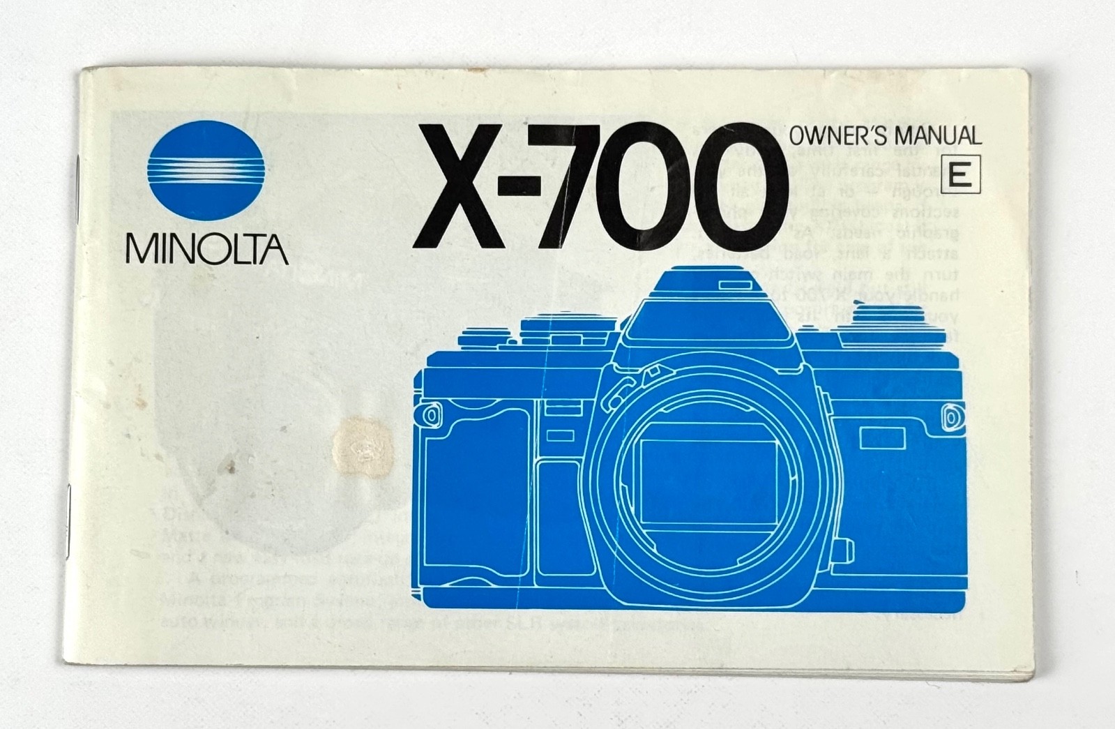 Minolta X-700 Camera INSTRUCTION MANUAL USERS GUIDE / OPERATING