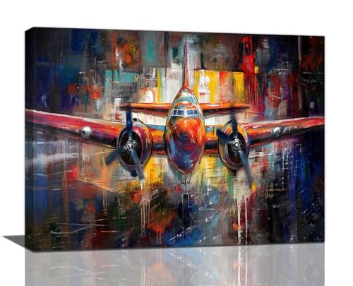 Wall Art, Graffiti Plane Pictures Wall Decor, Banksy 16"L x 12"W Airplane