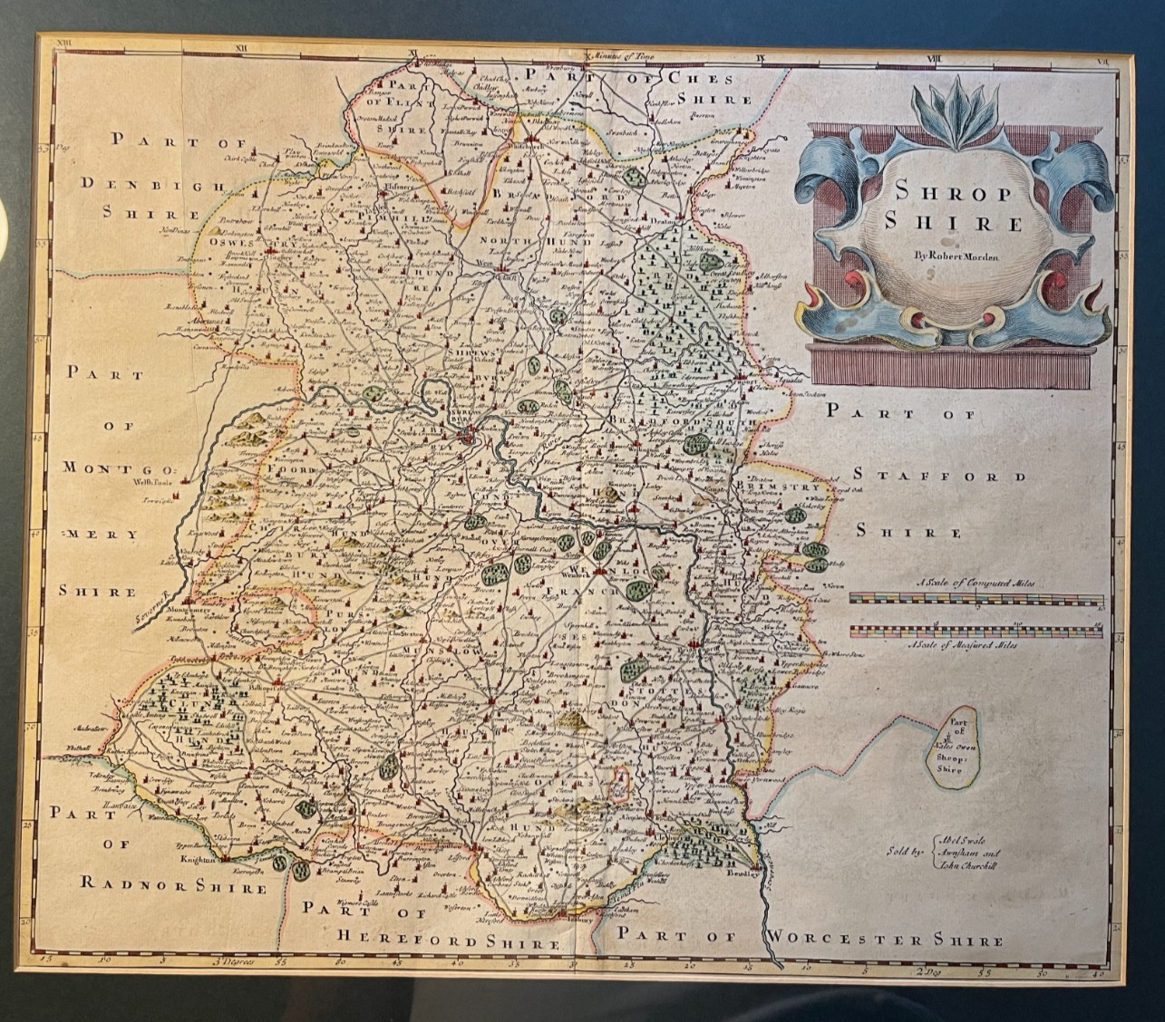 SHROPSHIRE Robert Morden MAP plan antique engraving etching print...FREE UK POST