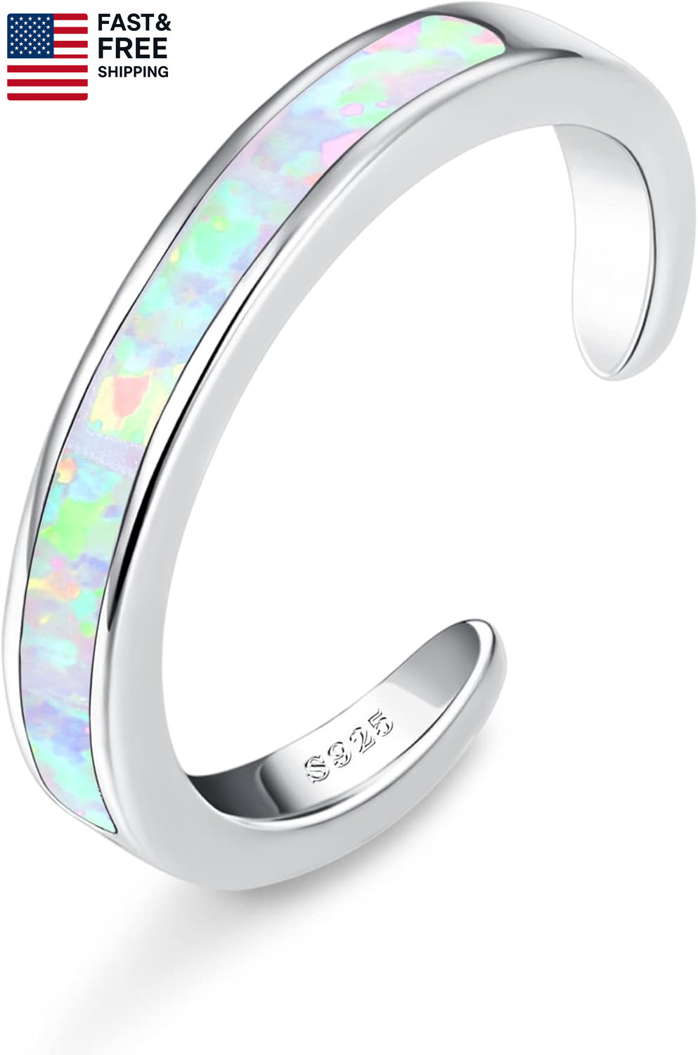 925 Sterling Silver Toe Rings for Women Adjustable 14K White Gold Plated Flower