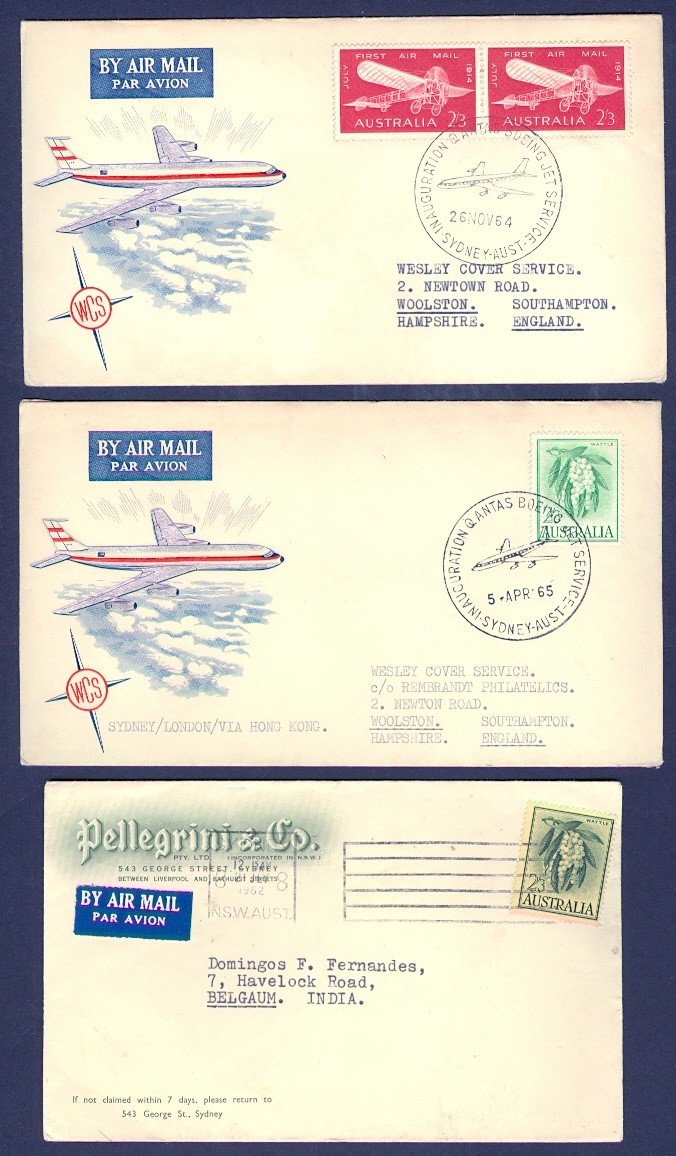AUSTRALIA SEL OF 1960's AIRMAIL RATED ABROAD COVERS