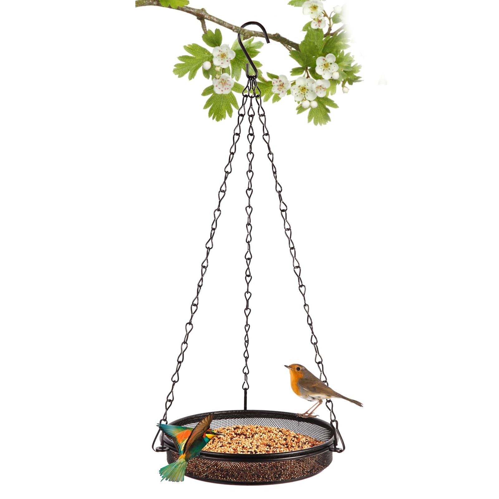 Hanging Bird Feeder & Tray&Metal Mesh Platform & Feeder Hanging for Outdoor G...