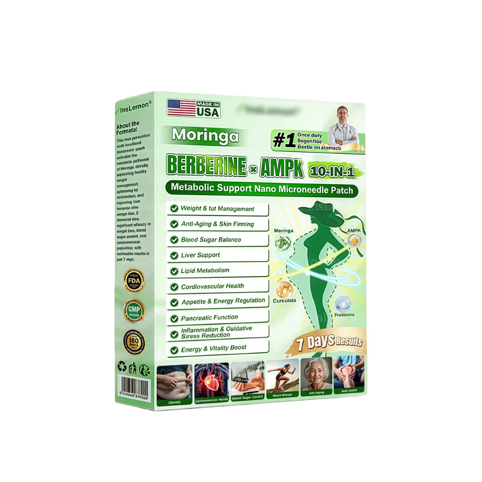 InsLemon Moringa Berberine AMPK 10-in-1 Metabolic Support Nano Microneedle Patc1