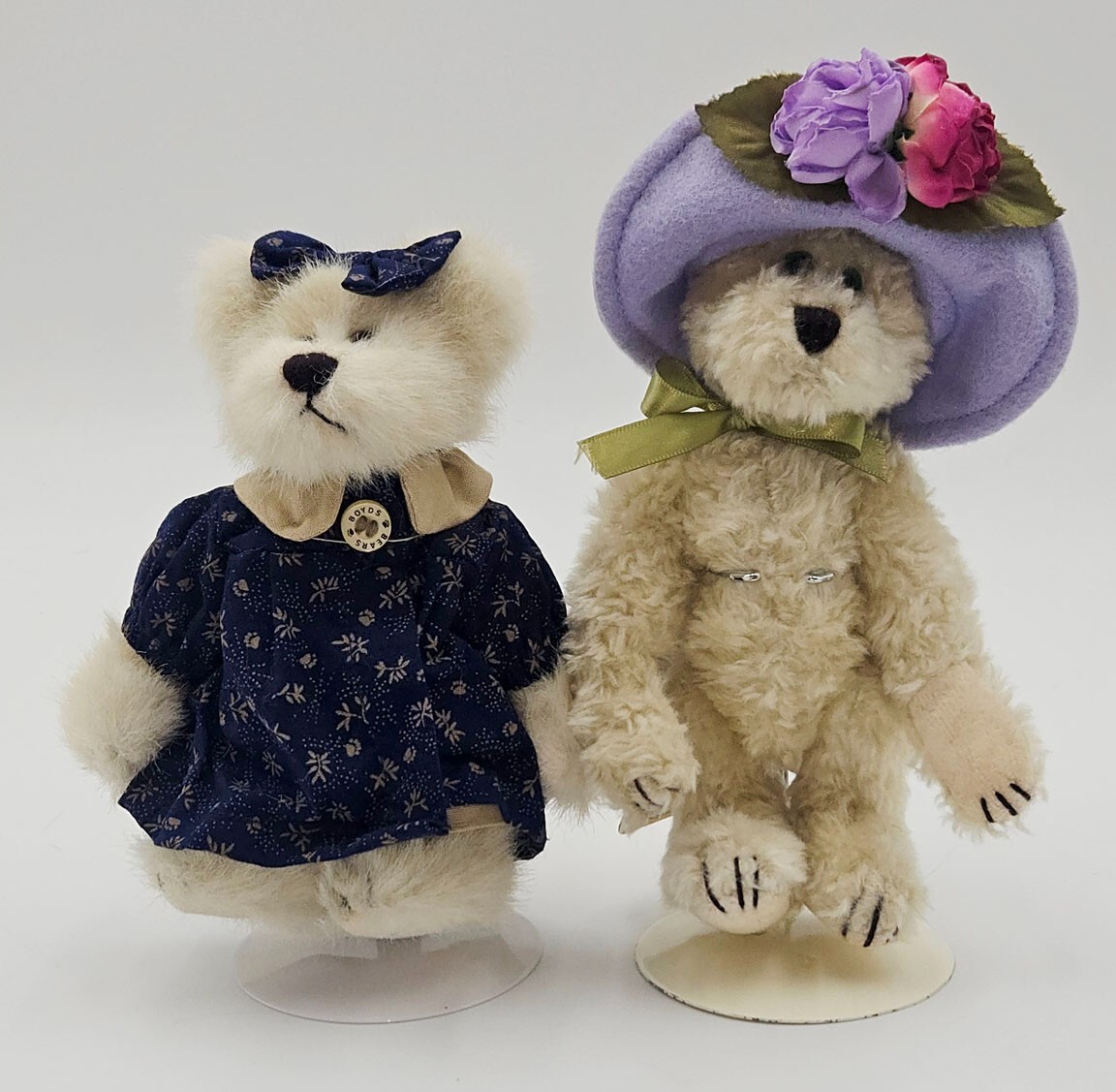 Boyds Bears Mindy Witebruin with Blue Dress and Twila with Lavender Hat Jointed