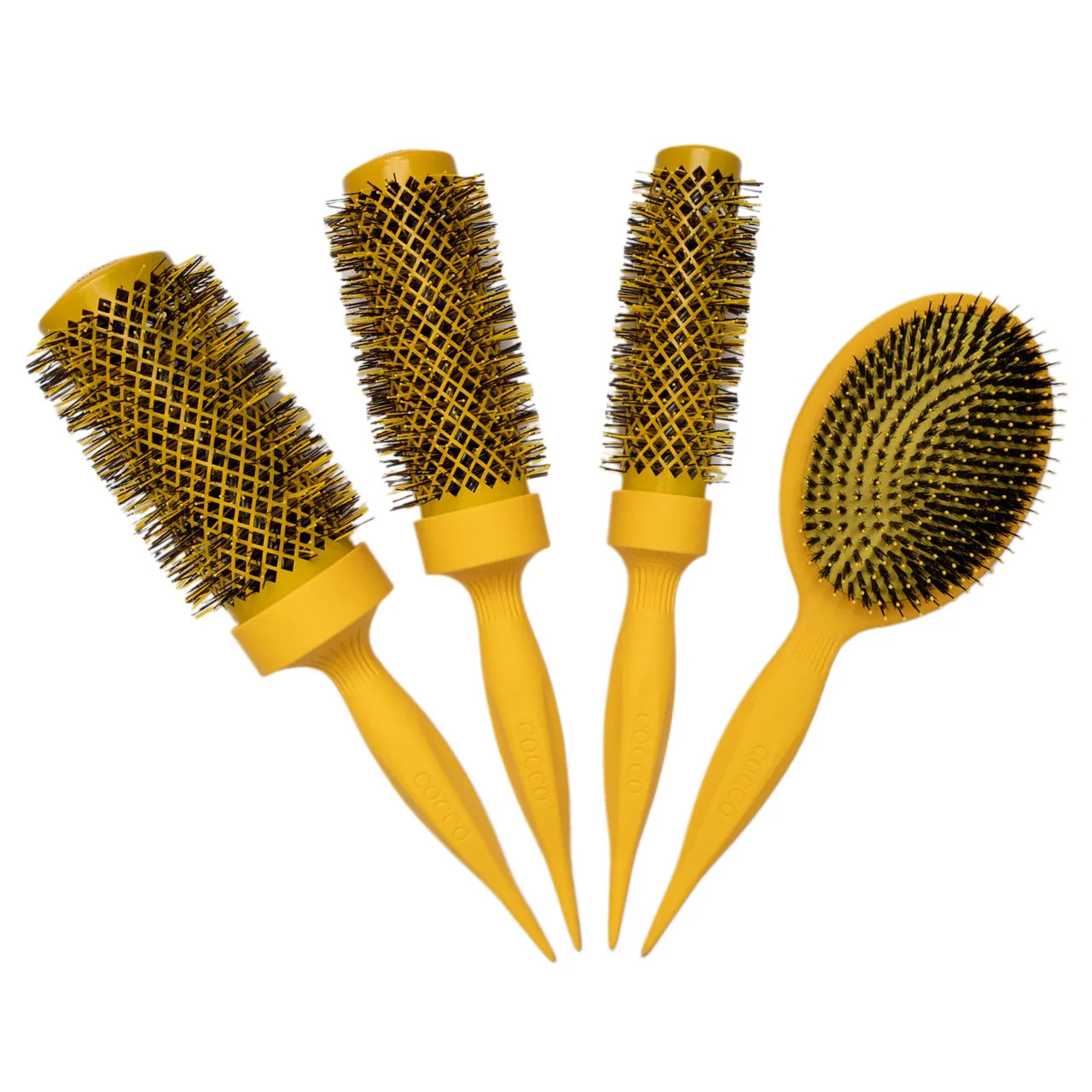 COCCO Aura Brush Set – Yellow Graphene Ceramic Round & Paddle