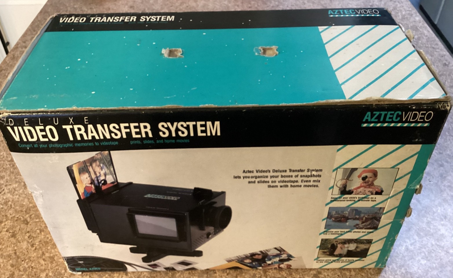 AZTEC DELUXE AZVC5 VIDEO TRANSFER SYSTEM CONVERT MOVIES SLIDES IN ORIGINAL BOX .