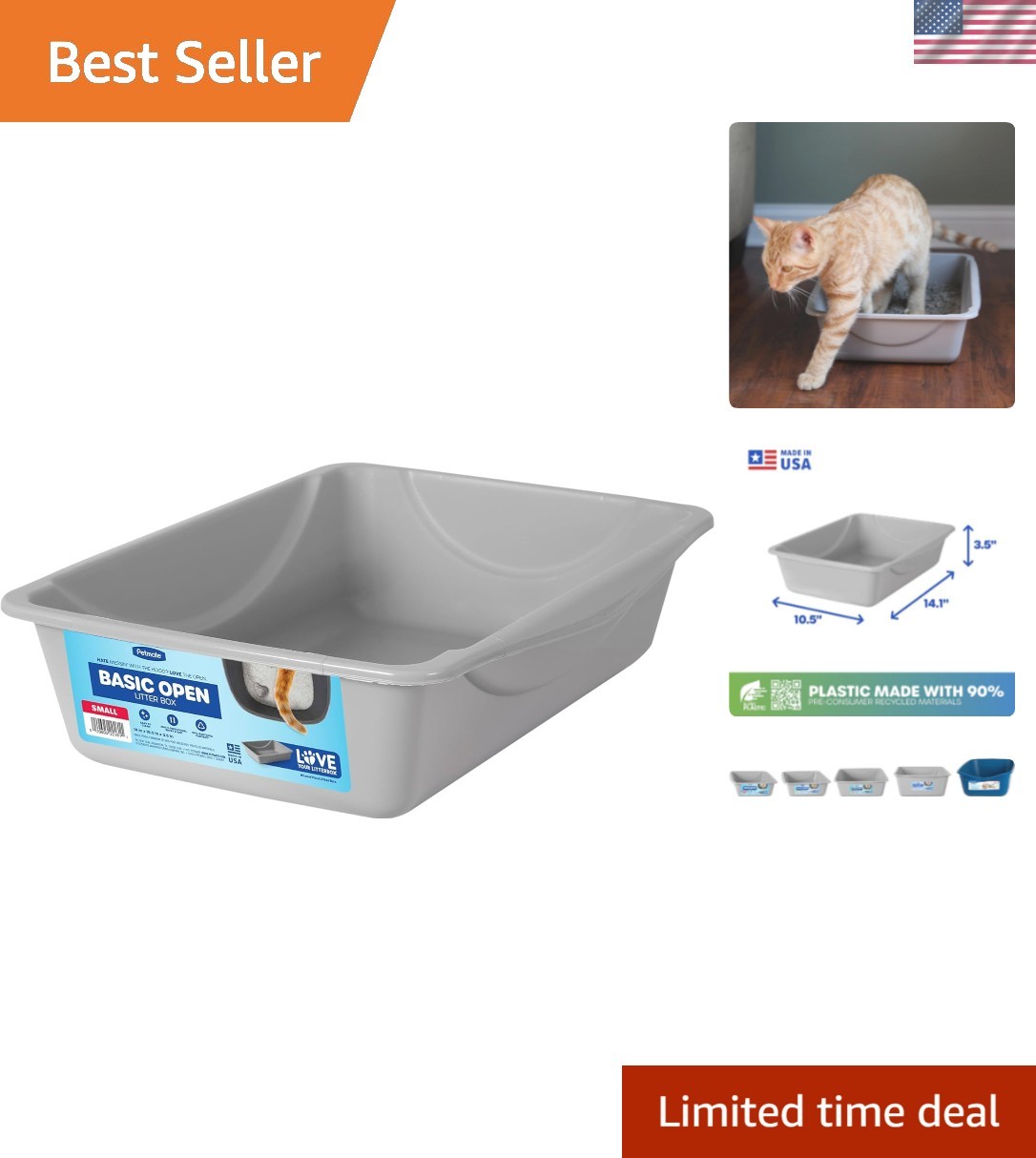 Litter Pan, Blue/Gray, Small,