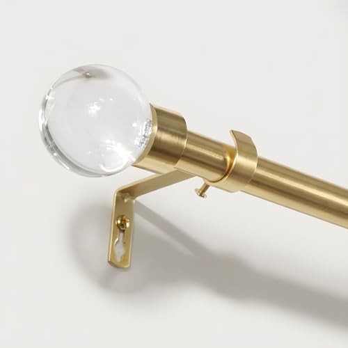  Adjustable Gold Curtain Rod, Extendable Living Room 48" to 84" Glass & Gold