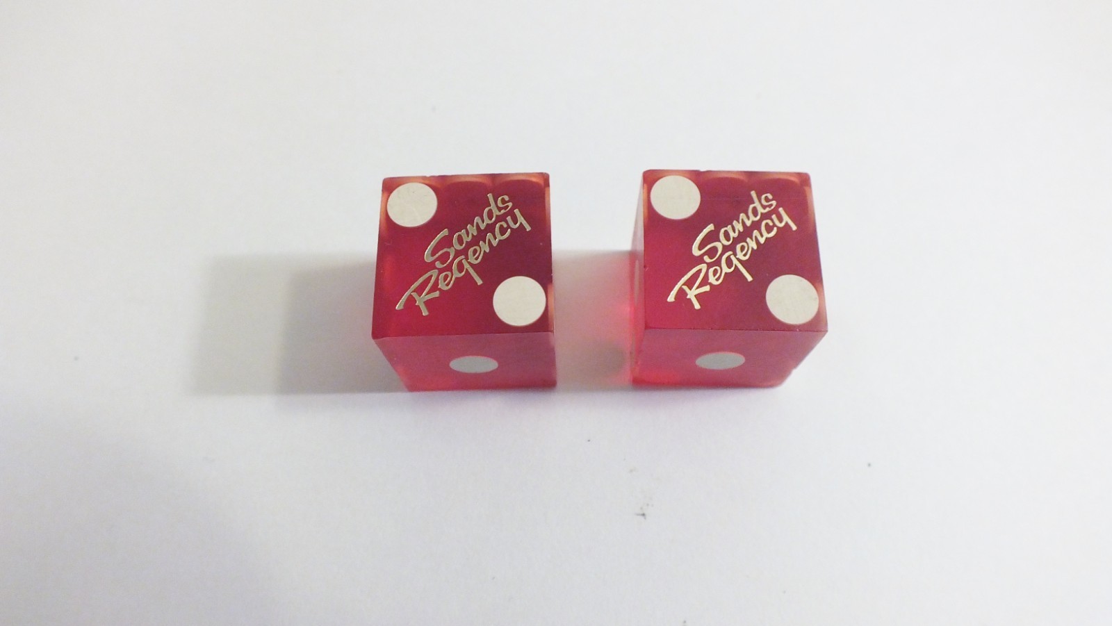 Dice from Sands Regency Casino Reno Nevada 1 Pair of Red Dice Used 3/4" Square