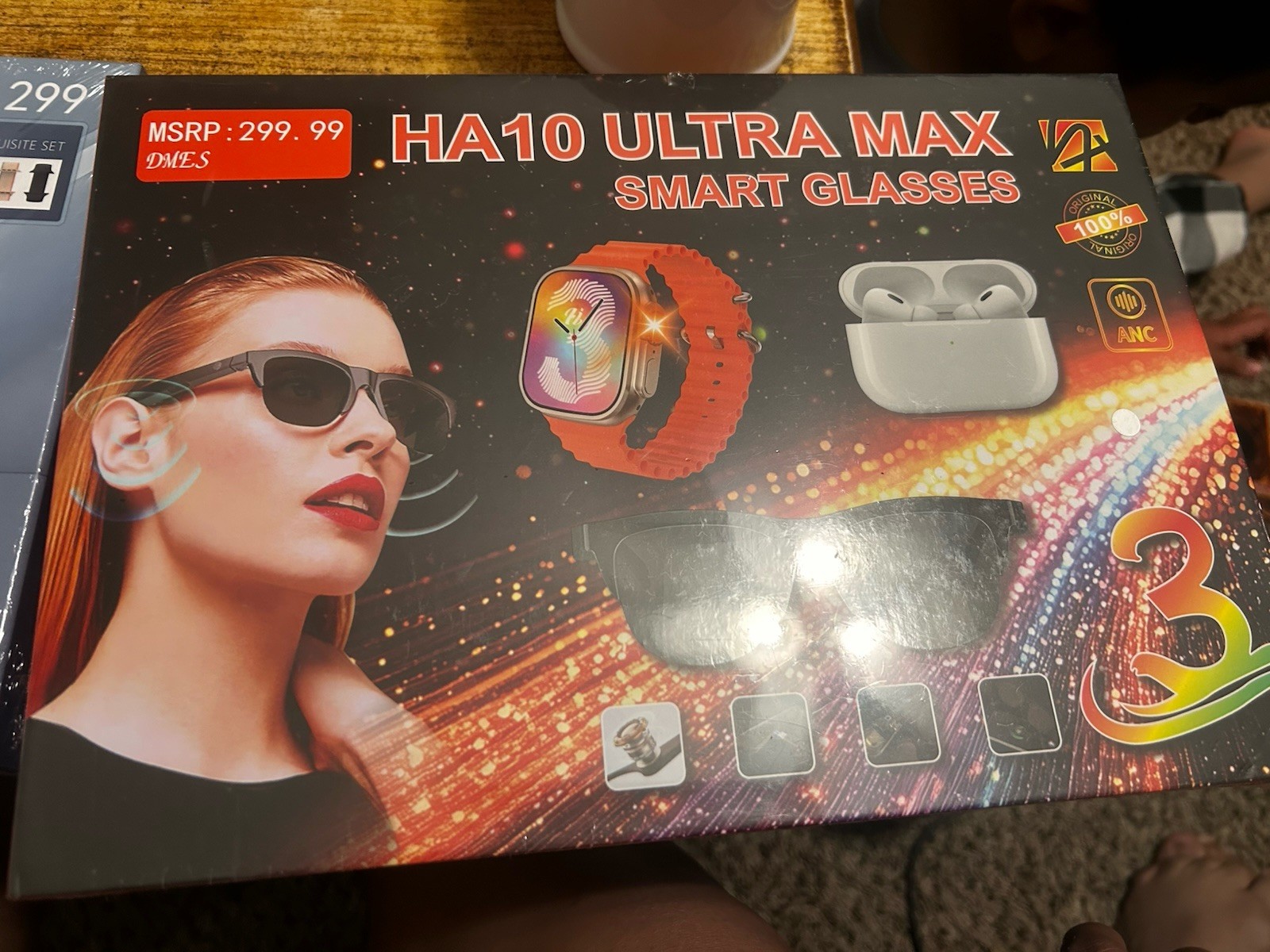 HA10 Ultramax Smart Glasses With Charger, Smart Watch And Earbuds