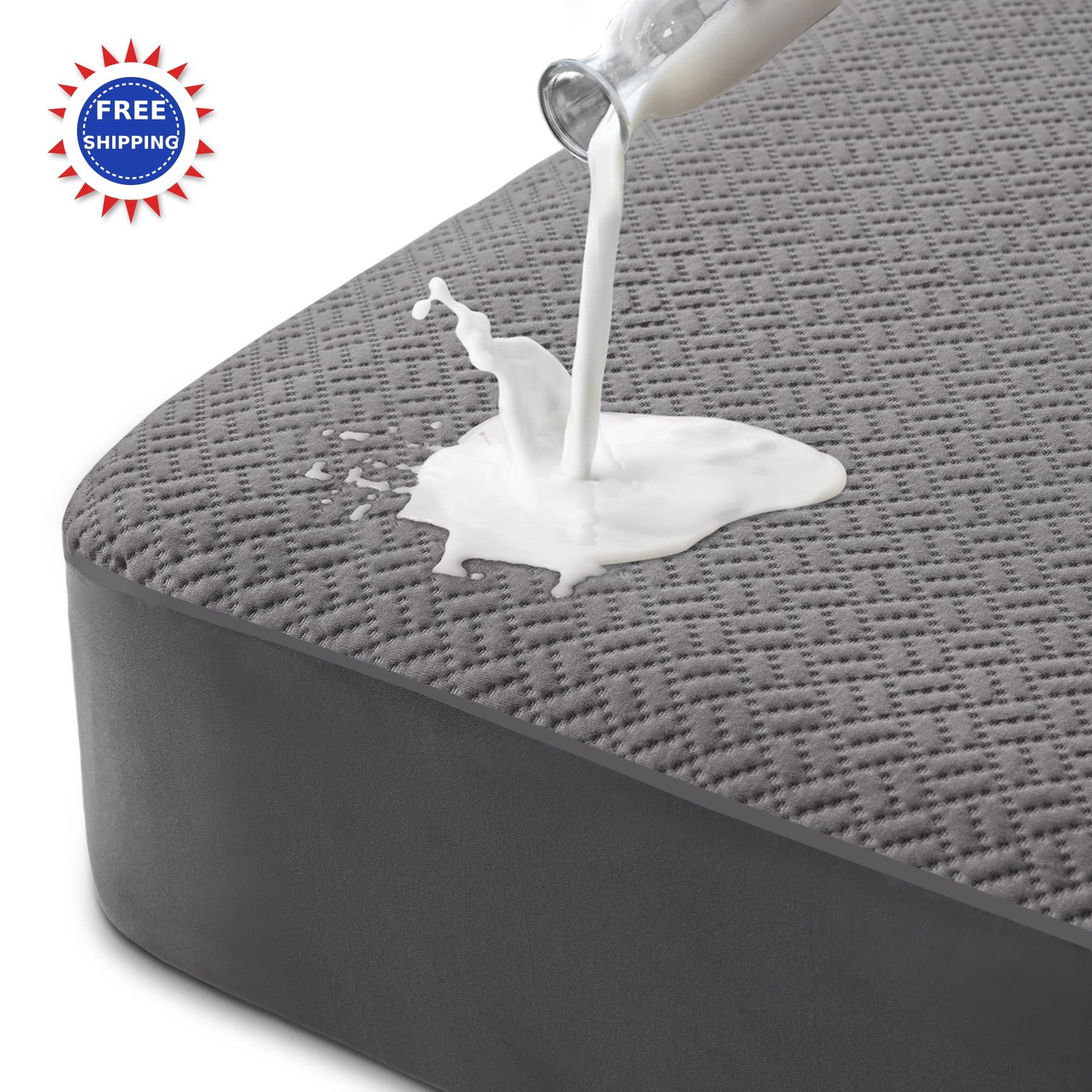 Waterproof Mattress Protector King Size Grey Cooling Pad Cover 8 -21 Deep Fabric