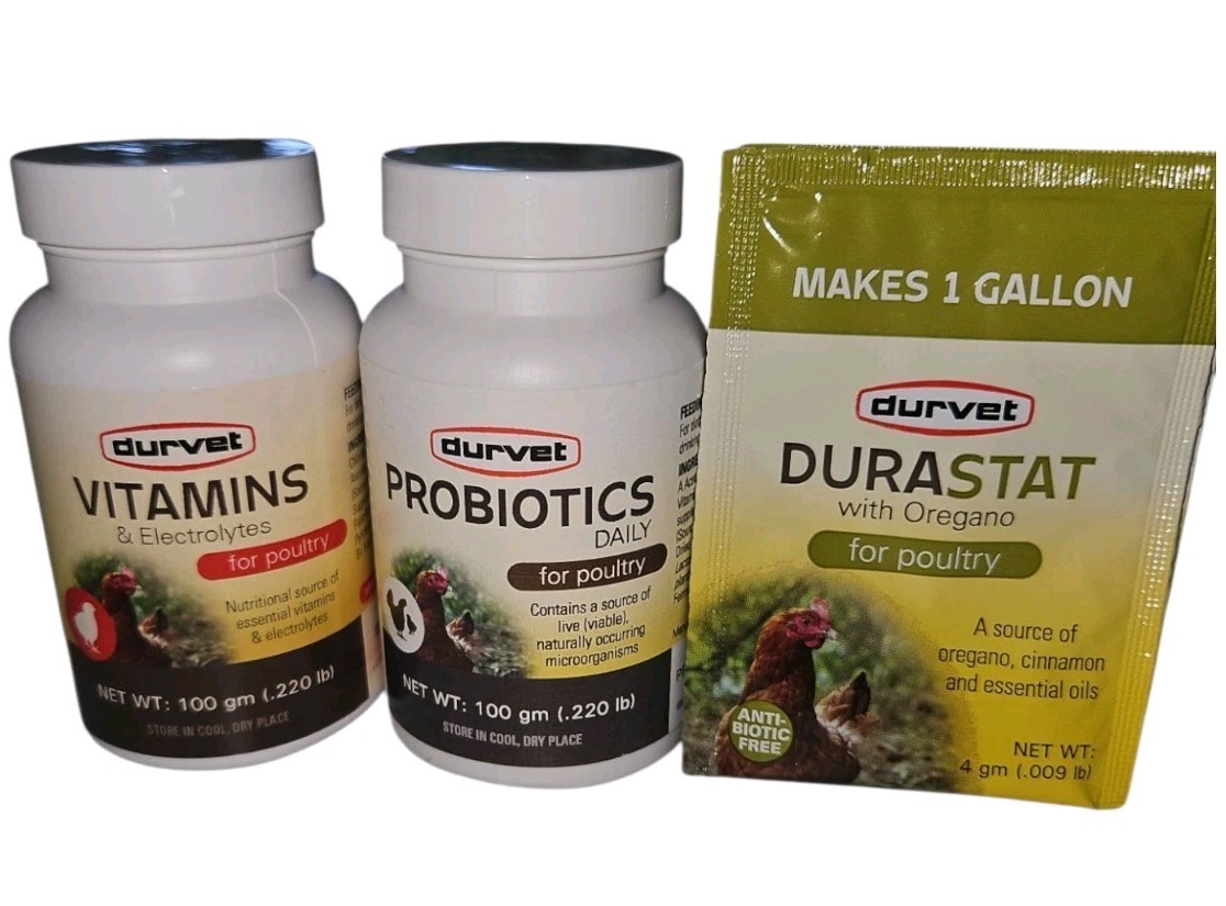 Durvet Chicken Supplements  Chicken Vitamins, Probiotics & Durastat with Oregano