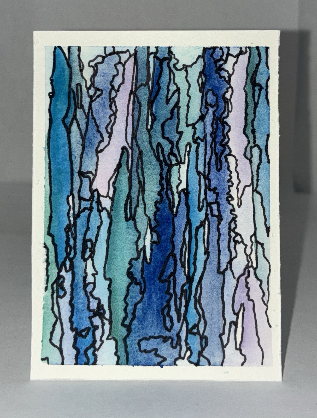 ACEO Original Abstract Painting 2.5x3.5in Watercolor And Ink