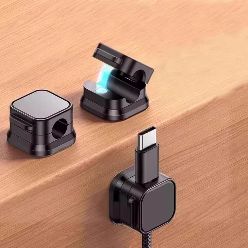 3Pcs Magnetic Cable Organizer, No Drill Adhesive Wire Holder, Cable Management C
