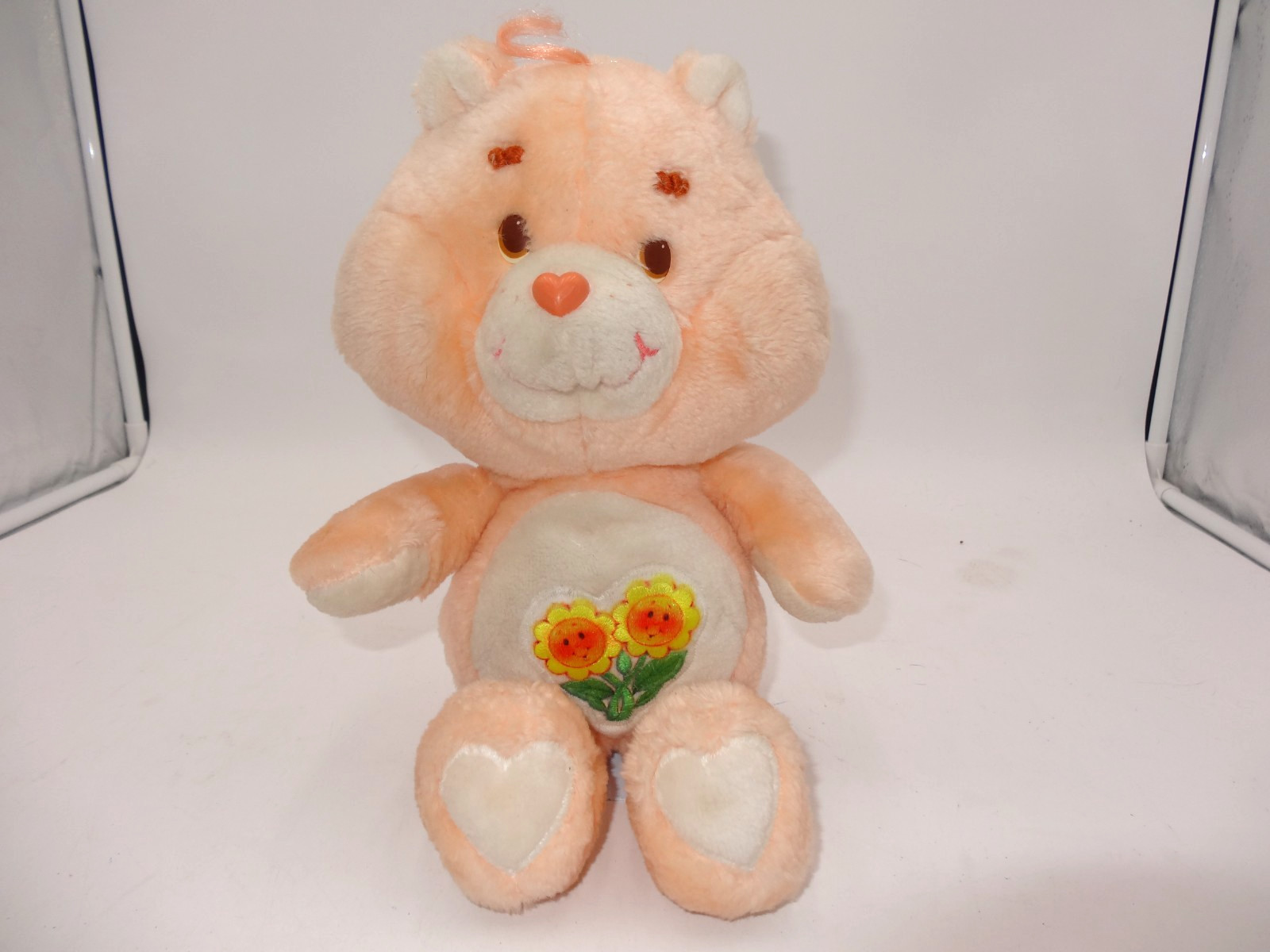 Care Bears 13" FRIEND Bear Plush Orange Bear Flowers Vintage Kenner 1983