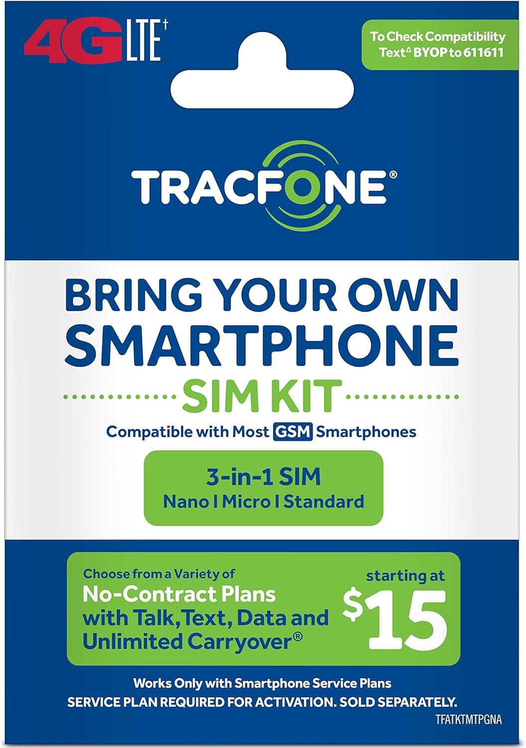 Tracfone - Bring Your Own Phone GSM 3-in-1 Sim Card Kit (4G LTE) -