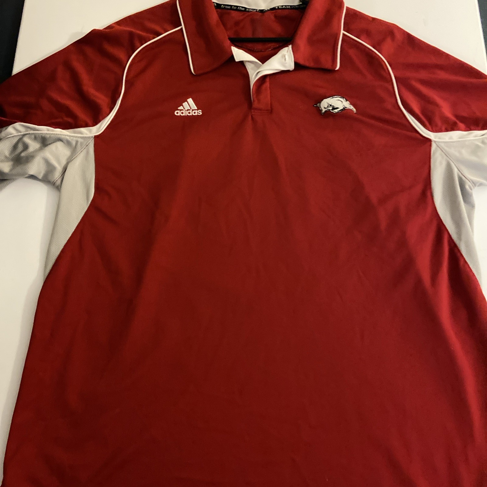 Arkansas Razorbacks Adidas Stitched Logo Campus Polo Shirt Men's Size 2XL