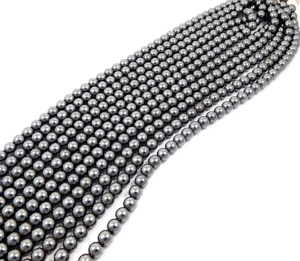 Hematite Beads 15 Inch Strand 8mm Round Natural Gemstone Jewelry Wholesale Lot
